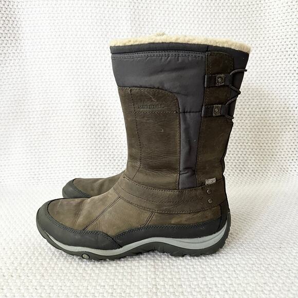 Merrell Grey Pewter Mid Calf Murren Waterproof Hiking Zip Boots Lined 10 J02165 - Picture 4 of 9